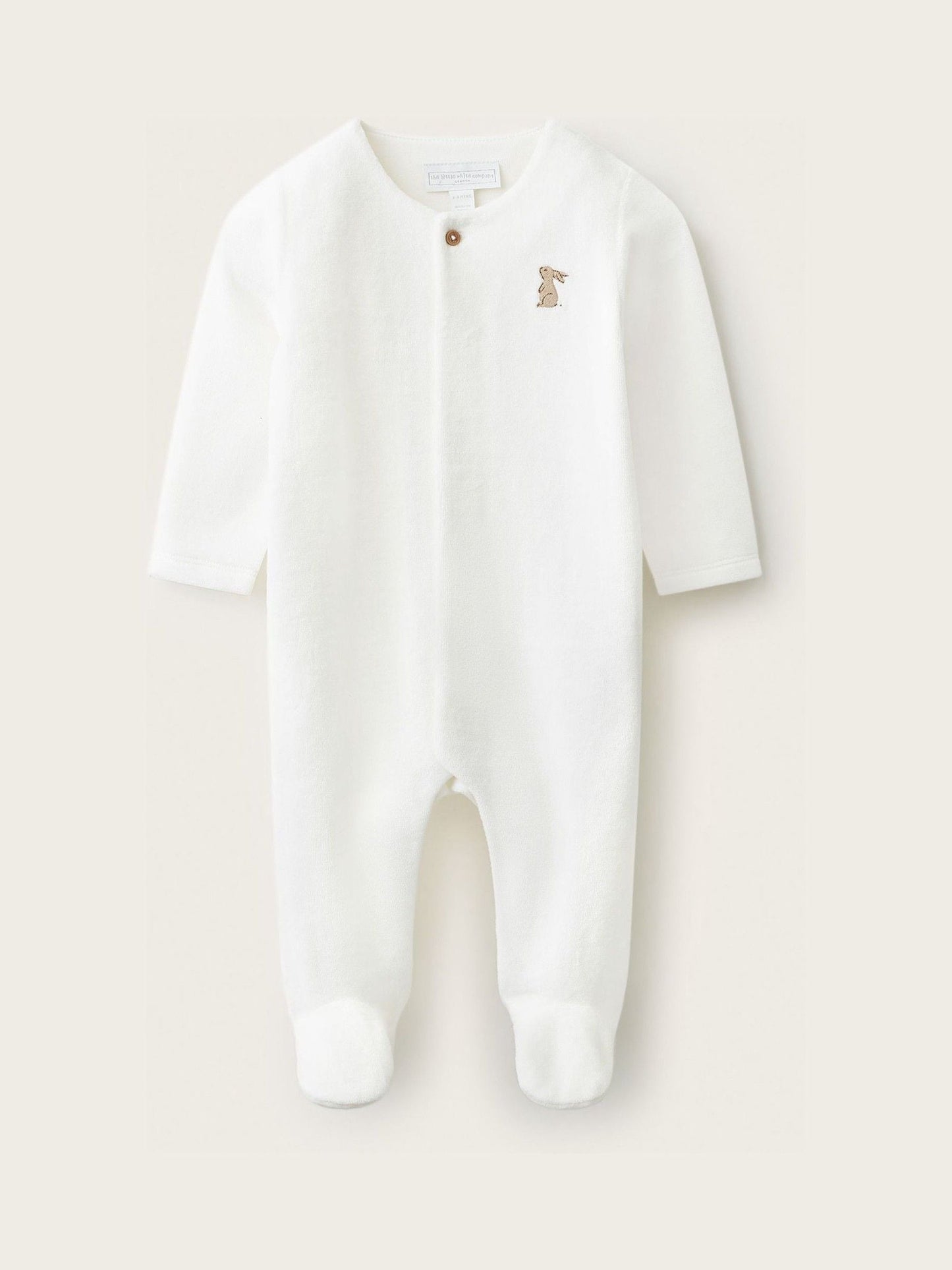 Dsiney Kidz - The White Company White Blend Velour Bunny Embroidered Sleepsuit image 1