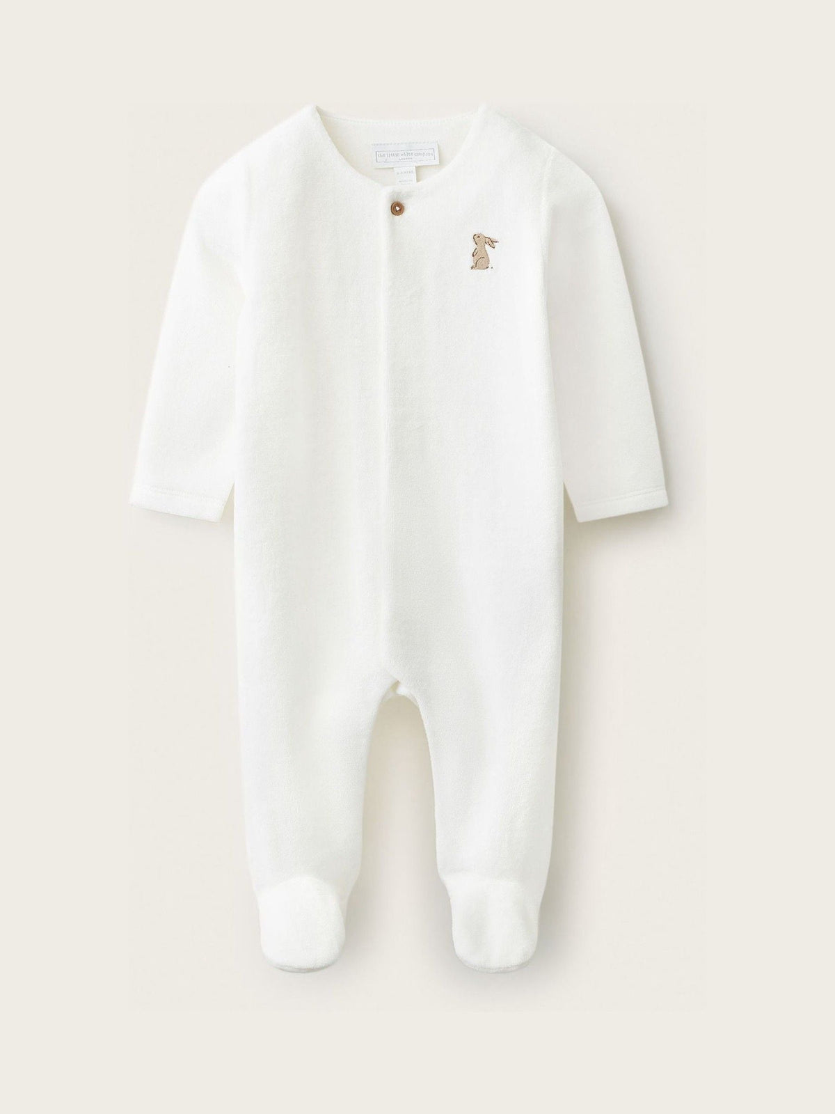 Dsiney Kidz - The White Company White Blend Velour Bunny Embroidered Sleepsuit image 1