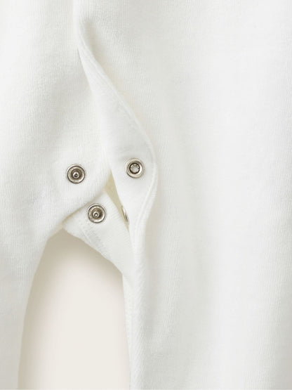 Dsiney Kidz - The White Company White Blend Velour Bunny Embroidered Sleepsuit image 3
