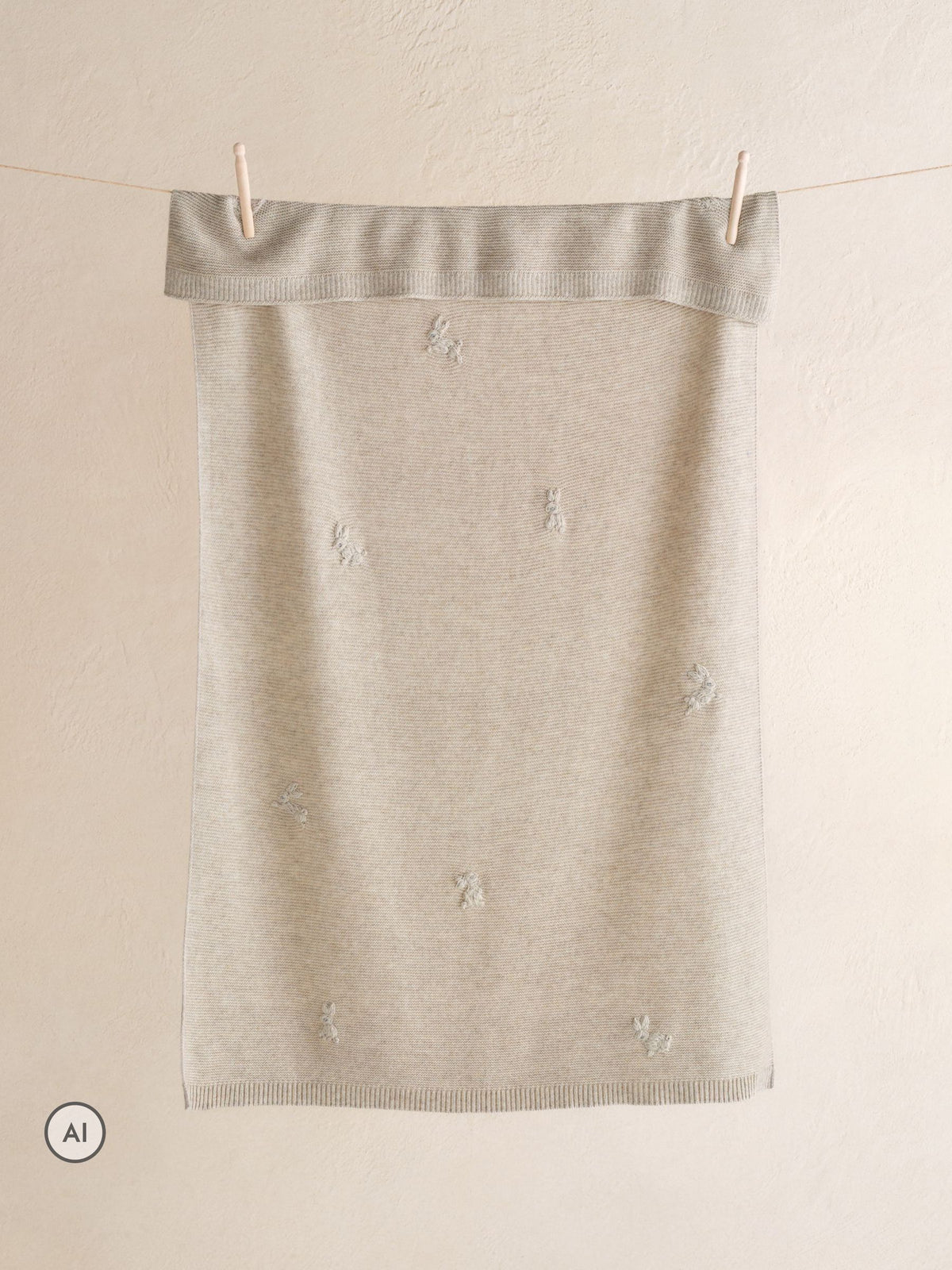 The White Company Grey Blend Playful Bunnies Blanket - image 3