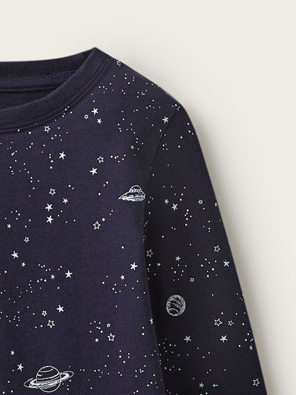 Dsiney Kidz - The White Company Blue Blend Glow In The Dark Space Slim Fit Pyjamas image 3