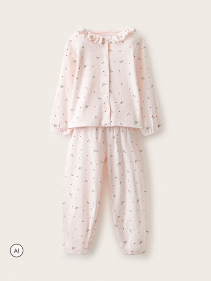 The White Company Pink Blend Holly & Heart Frill Neck Harem Pyjamas - image 1