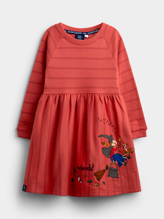 JoJo Maman Bébé Rust Orange Room On The Broom Appliqué Jersey Dress - image 1