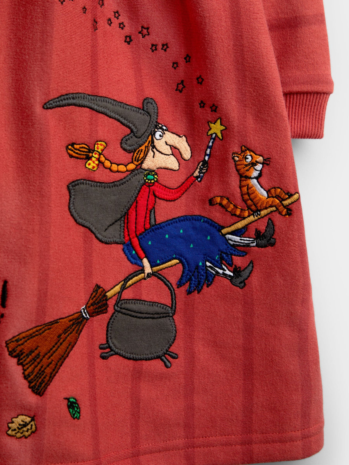 JoJo Maman Bébé Rust Orange Room On The Broom Appliqué Jersey Dress - image 3