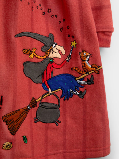 JoJo Maman Bébé Rust Orange Room On The Broom Appliqué Jersey Dress - image 3