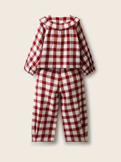 The White Company Red Double  Gingham Frill Detail Relaxed Pyjamas - image 2