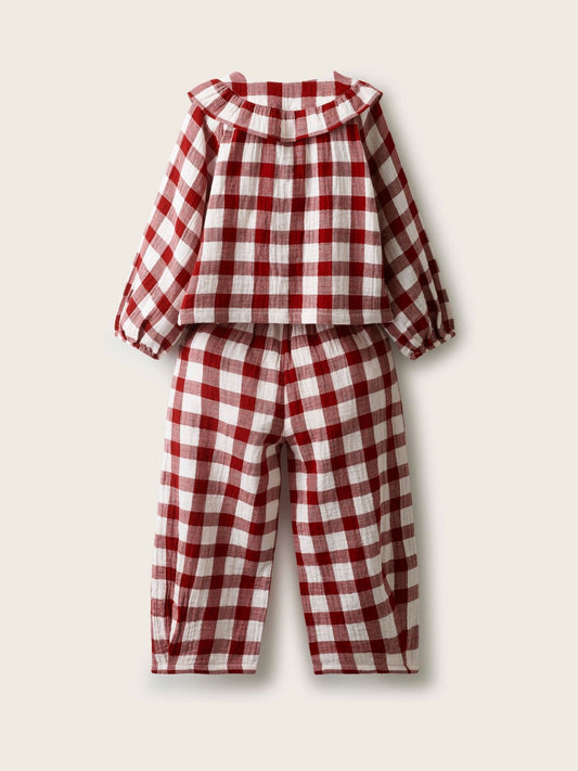 The White Company Red Double Gingham Frill Detail Relaxed Pyjamas - image 2