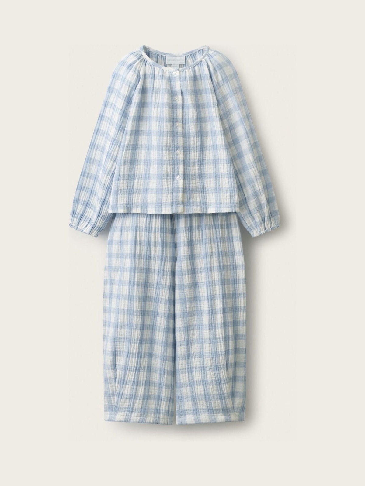 Dsiney Kidz - The White Company Blue Double Blend Gingham Wide Leg Pyjamas image 1