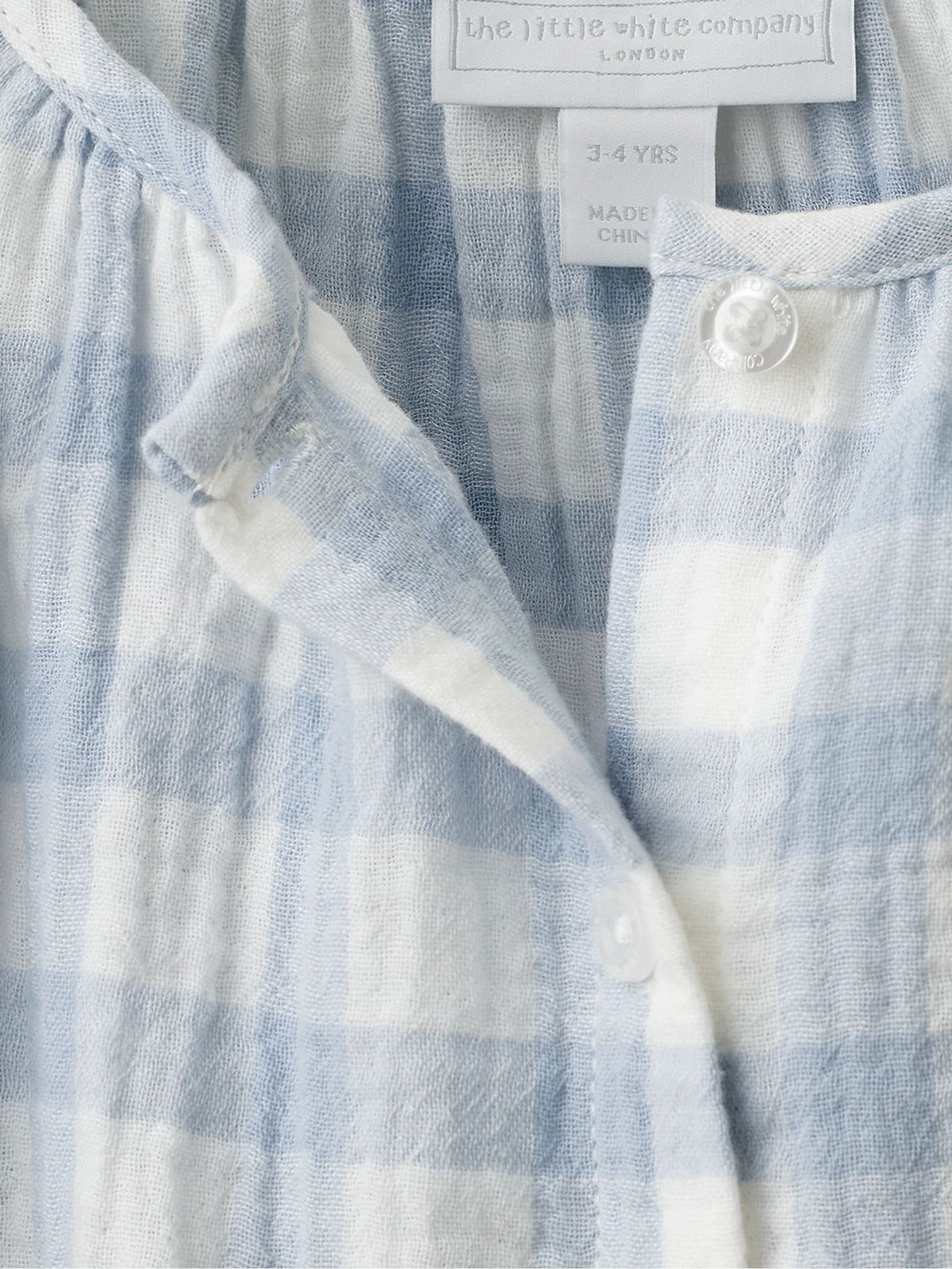 Dsiney Kidz - The White Company Blue Double Blend Gingham Wide Leg Pyjamas image 3