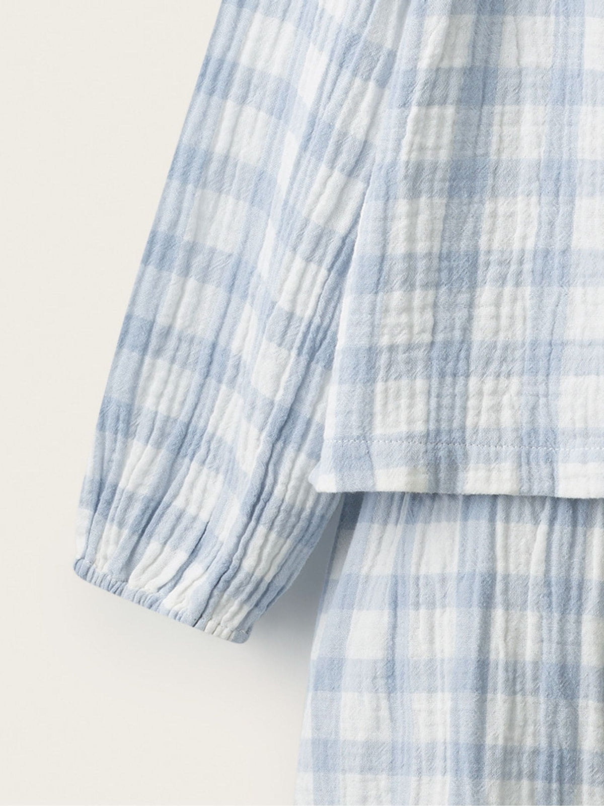 Dsiney Kidz - The White Company Blue Double Blend Gingham Wide Leg Pyjamas image 4