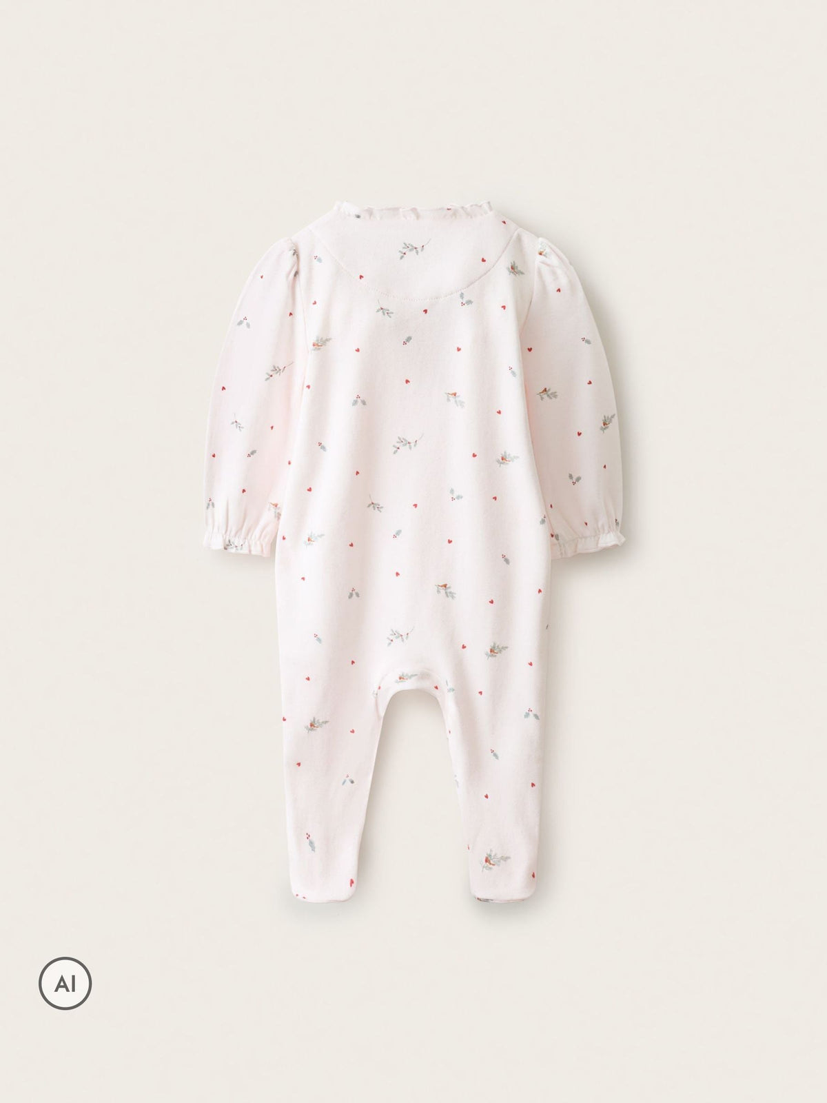 The White Company Pink Holly & Hearts Frill Wrap Sleepsuit - image 2