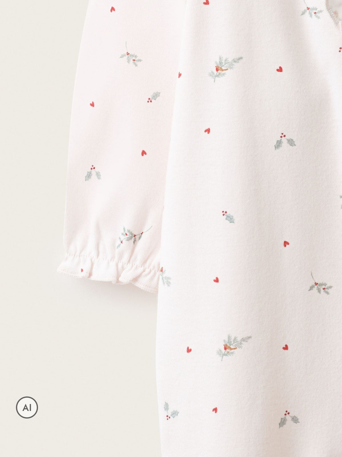 The White Company Pink Holly & Hearts Frill Wrap Sleepsuit - image 3