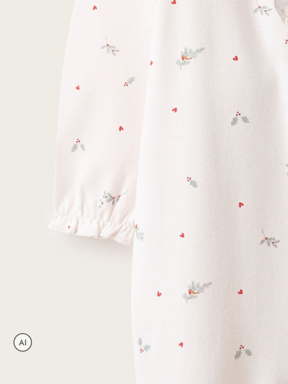 The White Company Pink Holly & Hearts Frill Wrap Sleepsuit - image 3