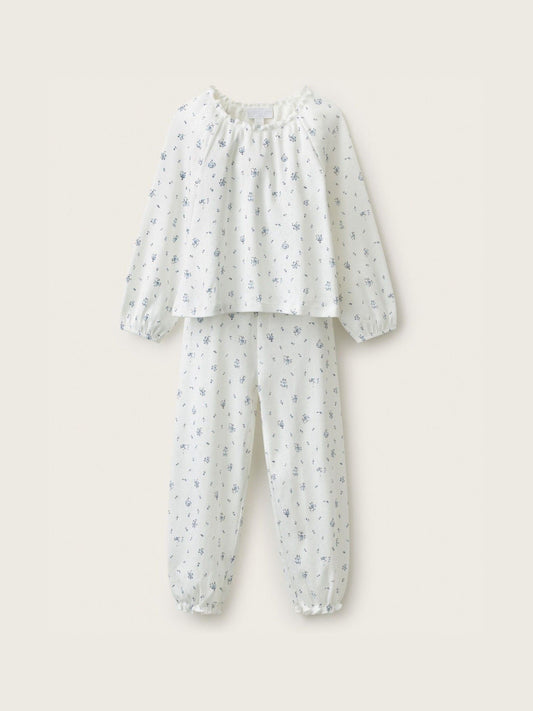 Dsiney Kidz - The White Company Blue Minnie Floral Pointelle & Stripe Relaxed Pyjamass 2 Pack image 2