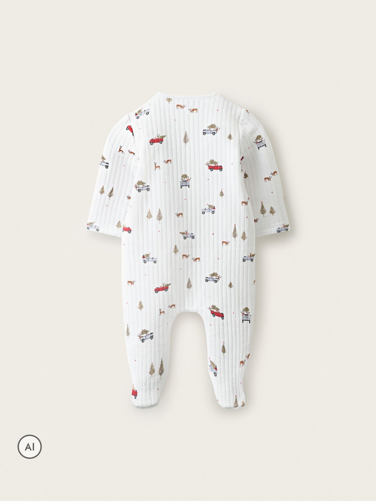 The White Company White Blend Christmas Reindeer & Car Quilted Wrap Sleepsuit - image 2