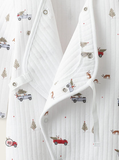 The White Company White Blend Christmas Reindeer & Car Quilted Wrap Sleepsuit - image 3