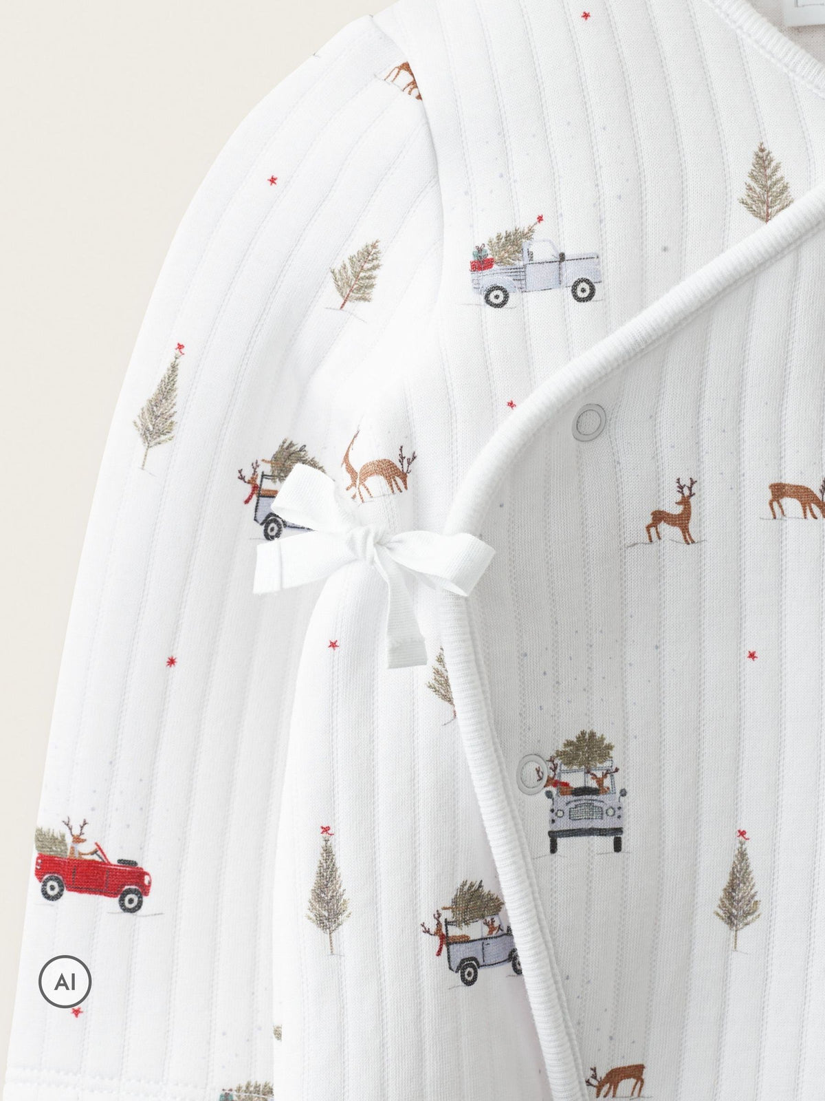 The White Company White Blend Christmas Reindeer & Car Quilted Wrap Sleepsuit - image 4