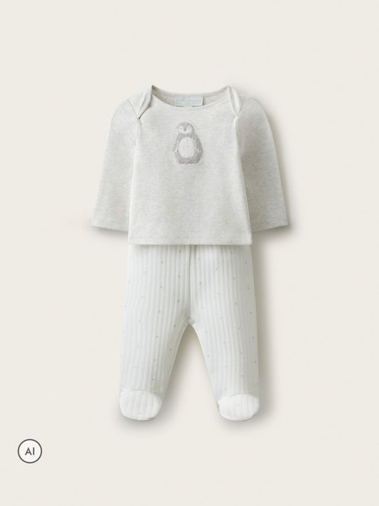 The White Company Grey Snowy Penguin First Christmas Pyjamas - image 1
