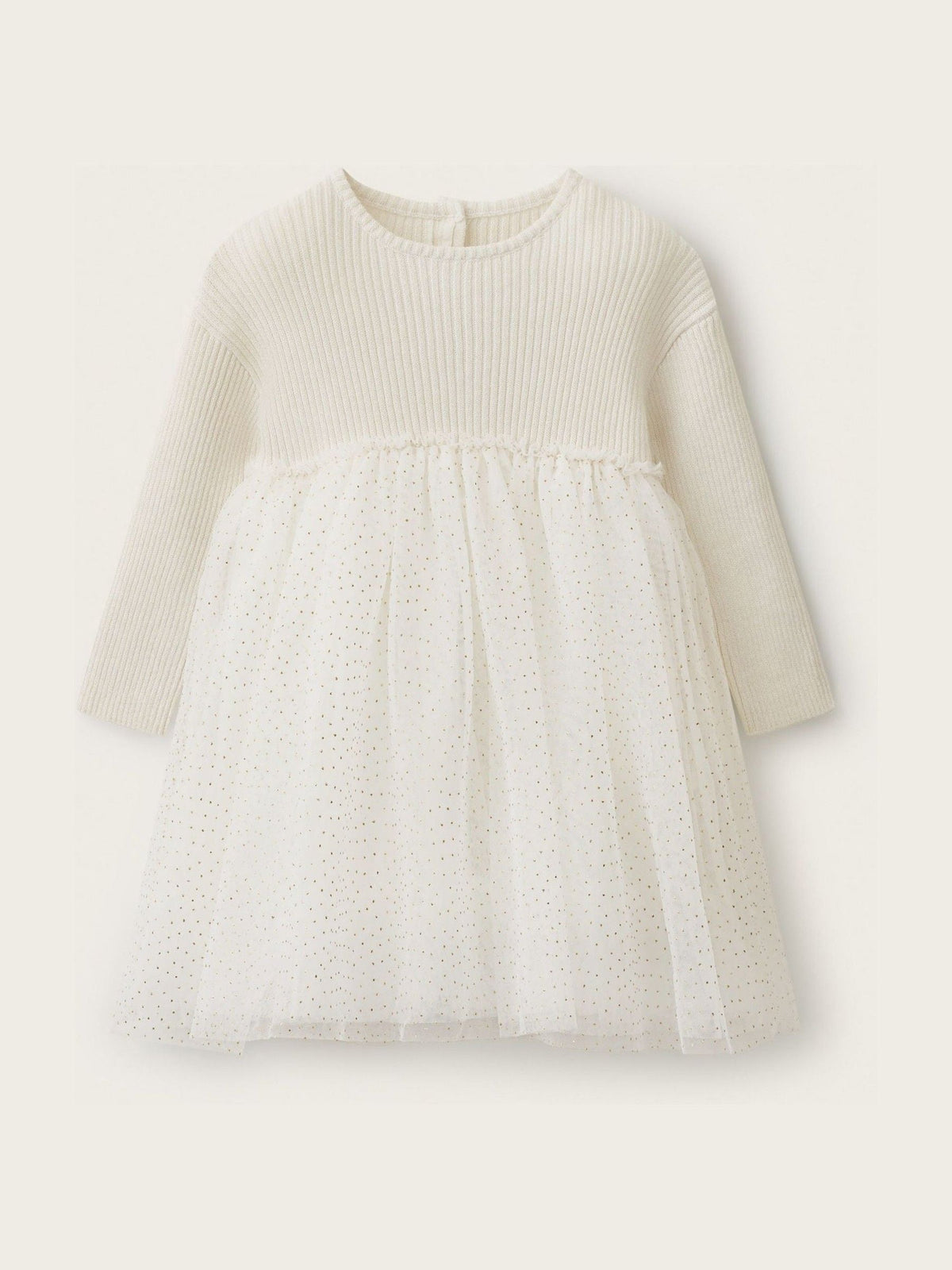 The White Company White Rib Knit & Tulle Dress - image 1
