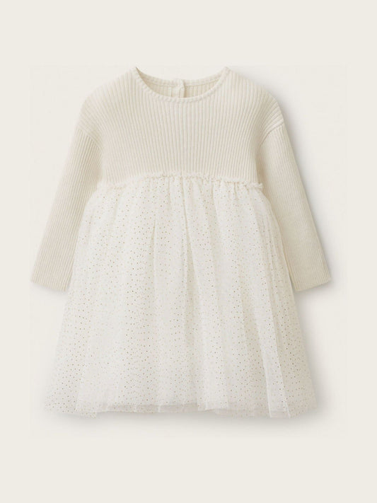 The White Company White Rib Knit & Tulle Dress - image 1
