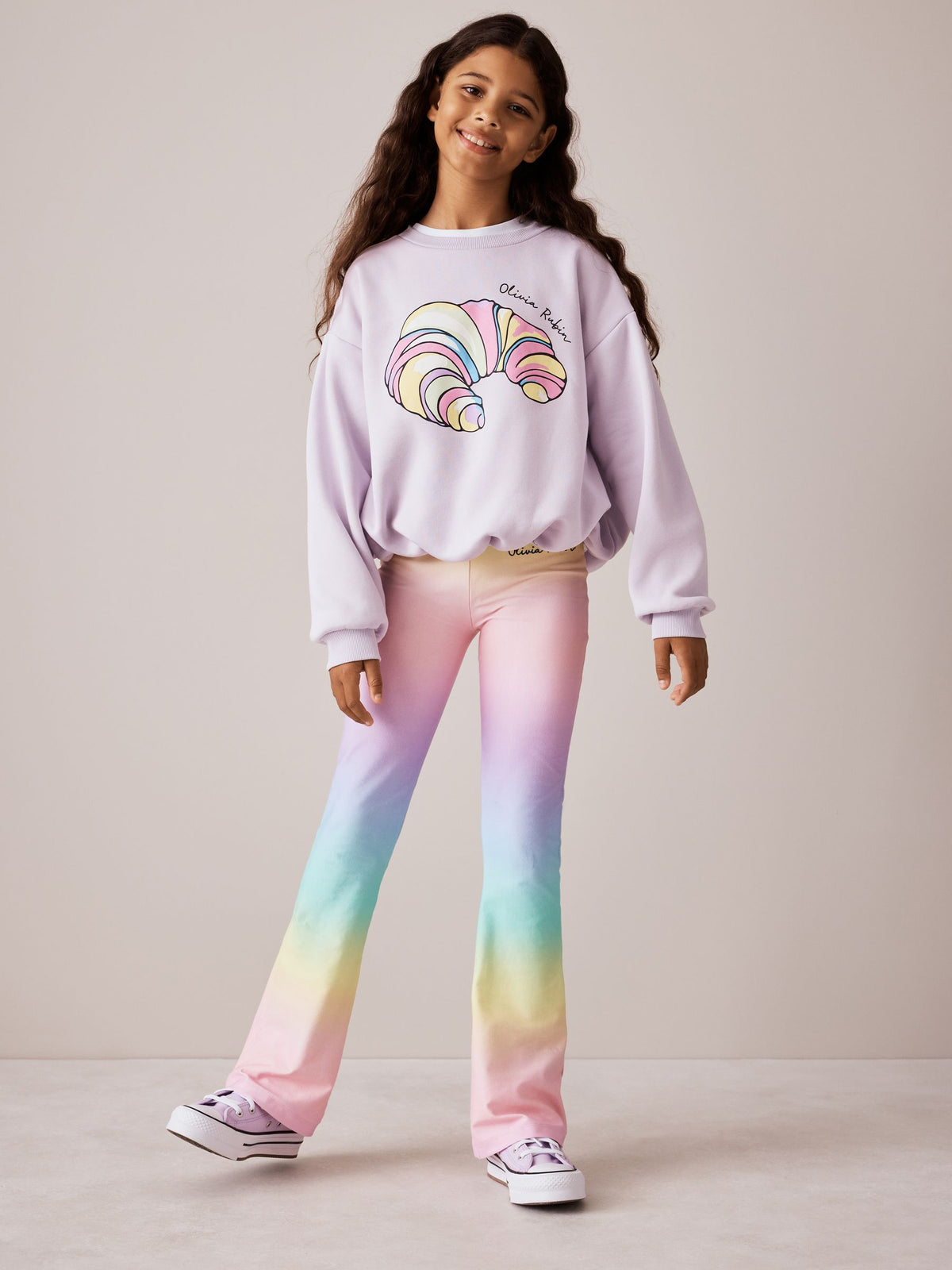 Olivia Rubin 2 Piece Bubble Hem Croissant Sweat & Ombre Flares - image 1