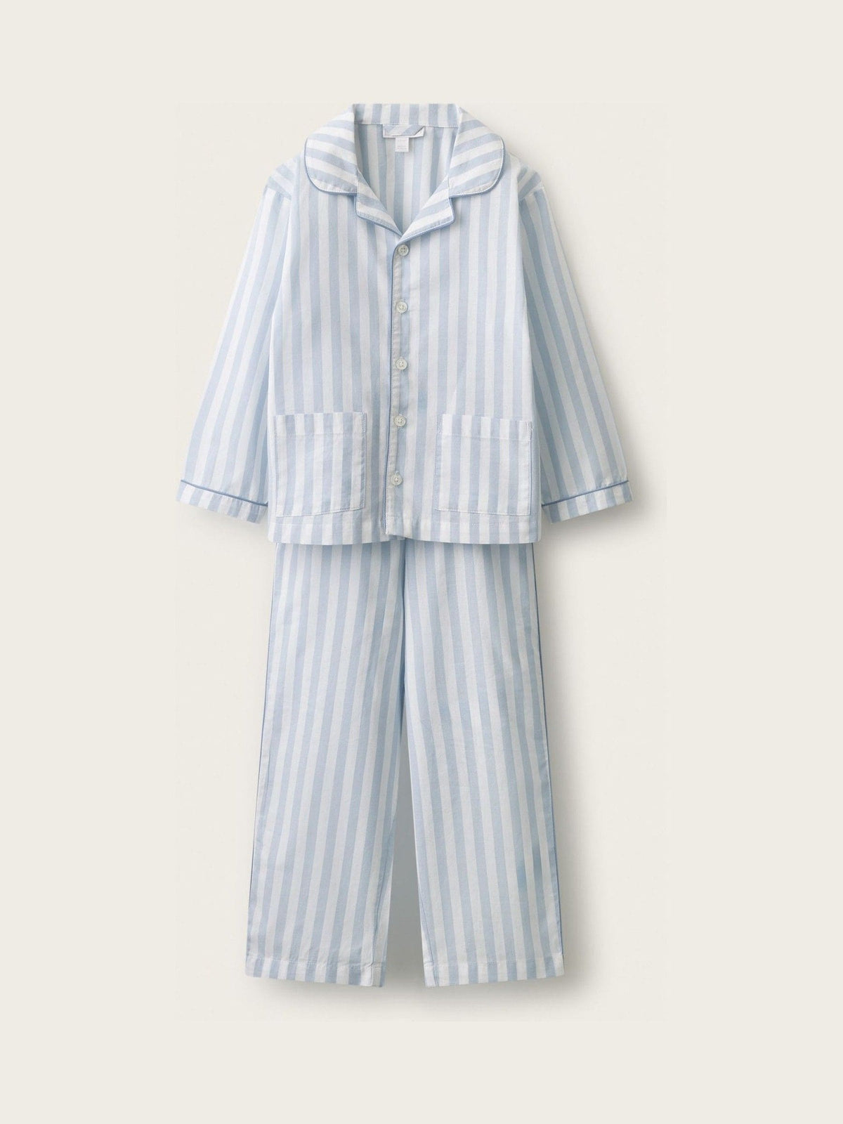 Dsiney Kidz - The White Company Blue Stripe Poplin Piped Traditional Relaxed Fit Pyjamas image 1