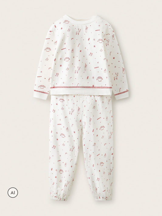 The White Company Red Brushback  Blend Christmas Eve Relaxed Fit Pyjamas - image 1