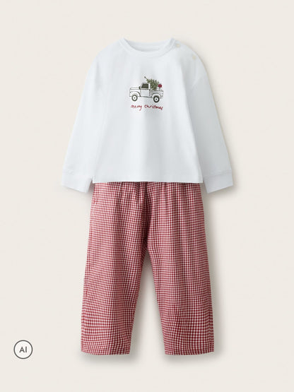 The White Company White Brushback  Blend Reindeer & Car Relaxed Fit Pyjamas - image 1
