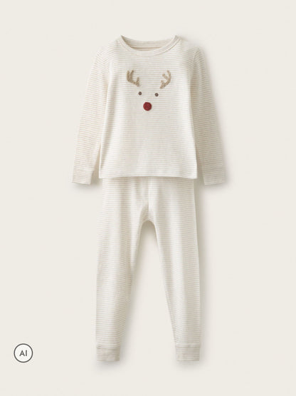 The White Company Natural Blend Jingles Neutral Stripe Skinny Fit Pyjamas - image 1