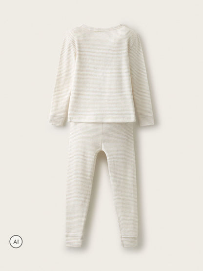 The White Company Natural Blend Jingles Neutral Stripe Skinny Fit Pyjamas - image 2