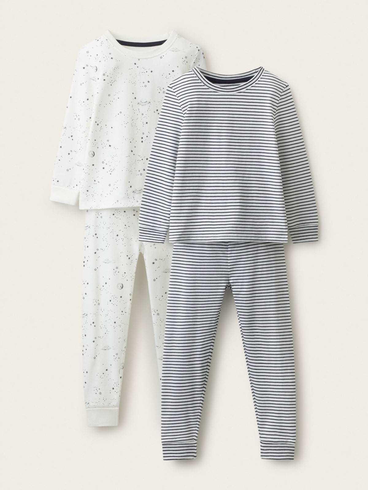 Dsiney Kidz - The White Company Blue Blend Space & Stripe Slim Fit Pyjamass 2 Pack image 1