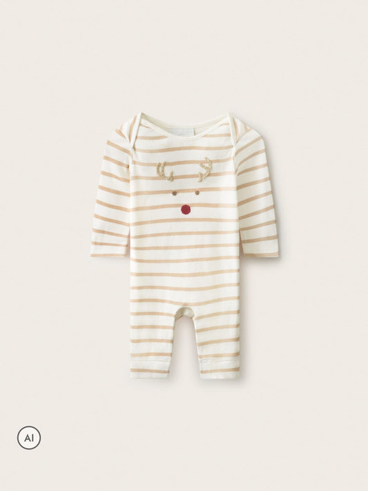 The White Company Natural Jingles Stripe Sleepsuit - image 1