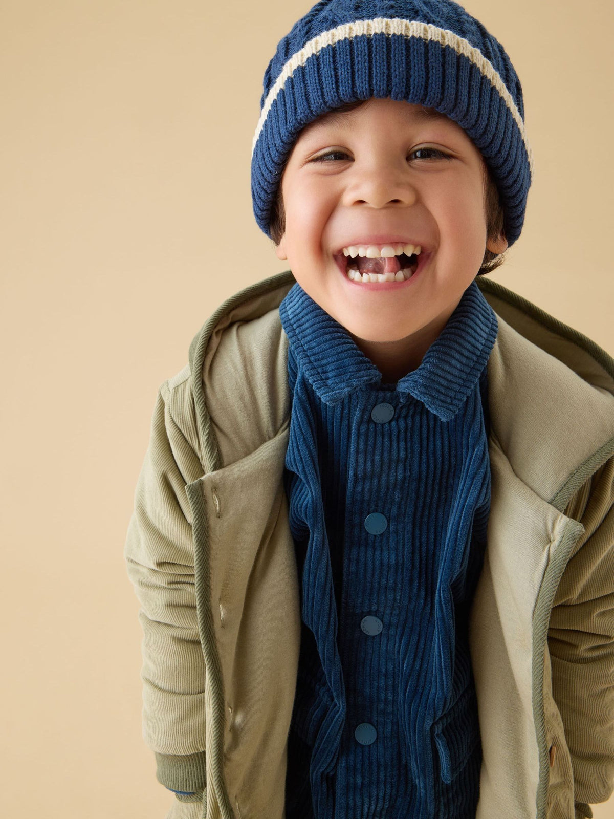 MORI Blue Navy Supersoft Knitted Beanie With Pom Pom - image 1
