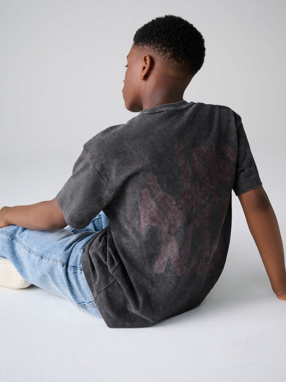 smALLSAINTS Charcoal Grey Oversized Orlando Logo Crew T-Shirt - image 1