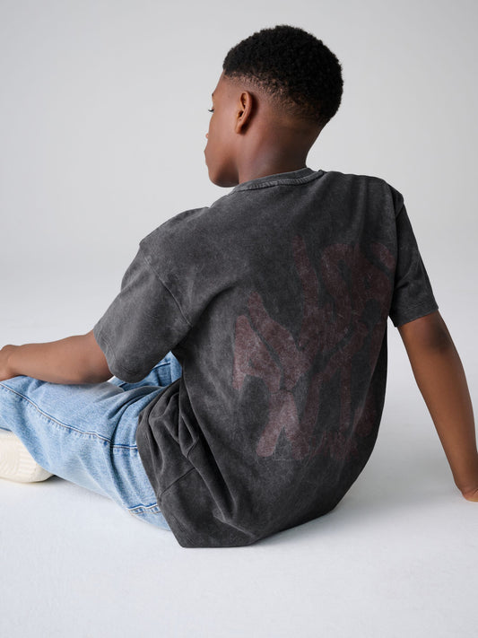 smALLSAINTS Charcoal Grey Oversized Orlando Logo Crew T-Shirt - image 1