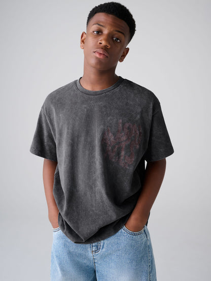 smALLSAINTS Charcoal Grey Oversized Orlando Logo Crew T-Shirt - image 2