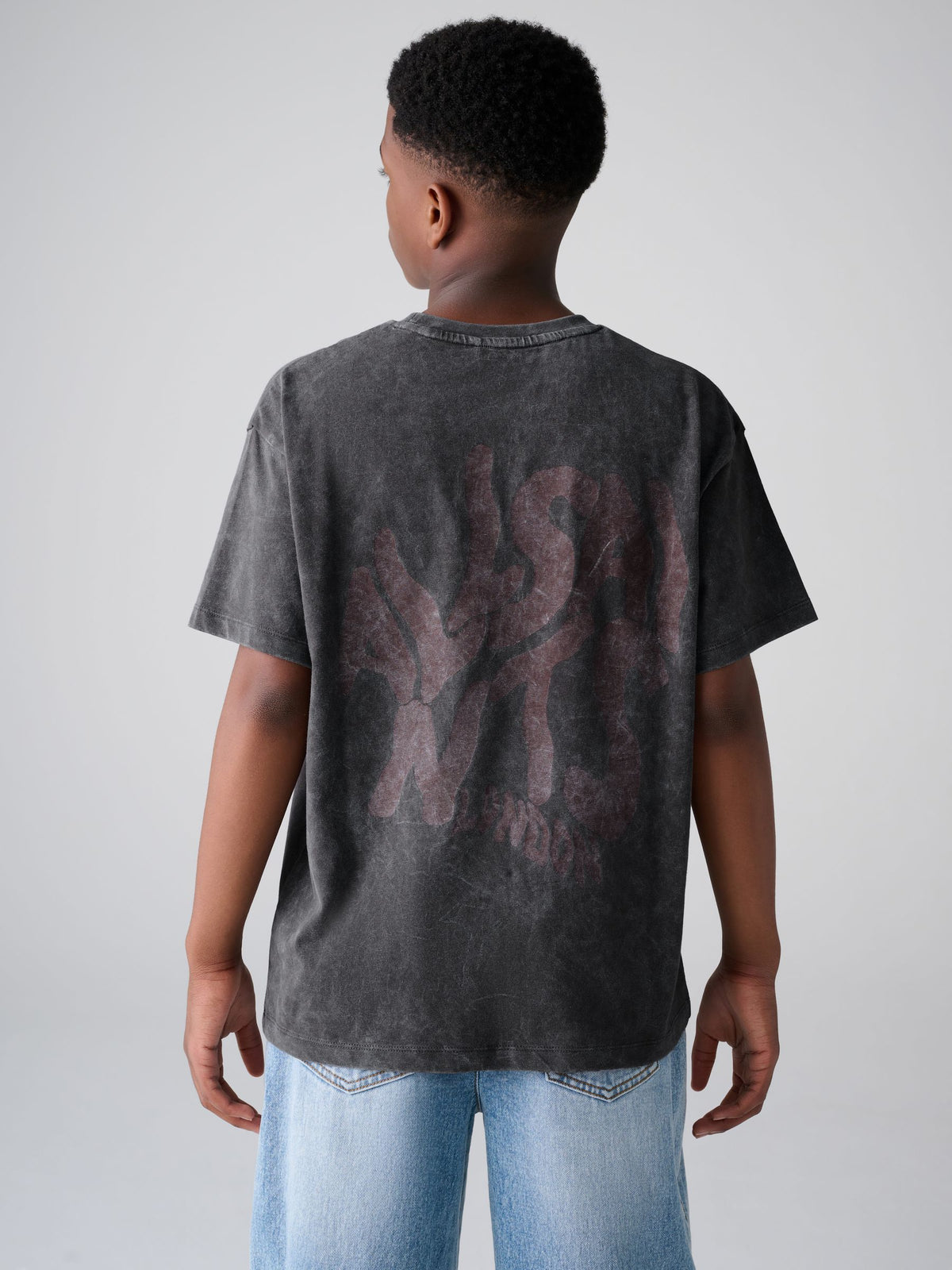 smALLSAINTS Charcoal Grey Oversized Orlando Logo Crew T-Shirt - image 3