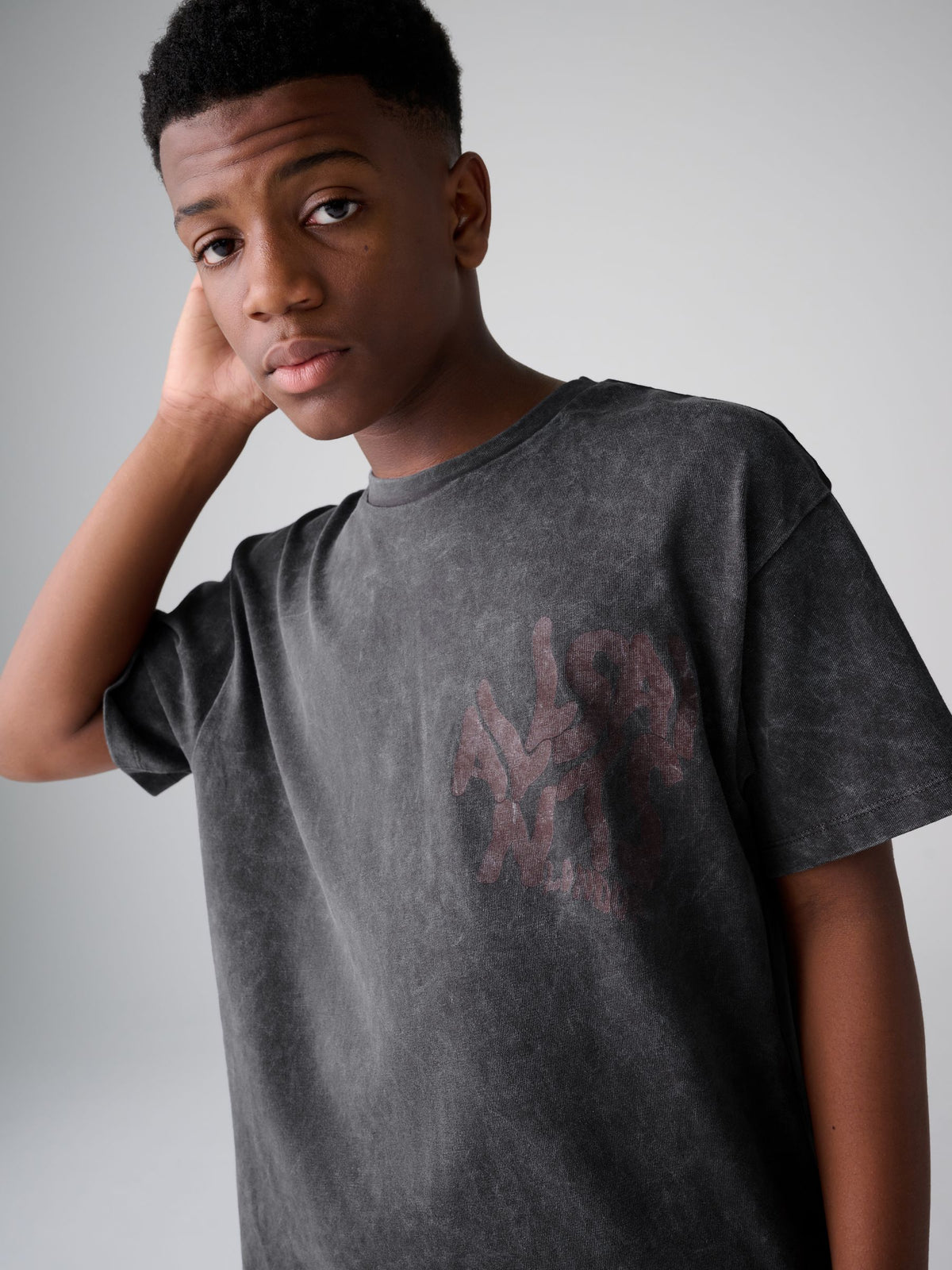 smALLSAINTS Charcoal Grey Oversized Orlando Logo Crew T-Shirt - image 4