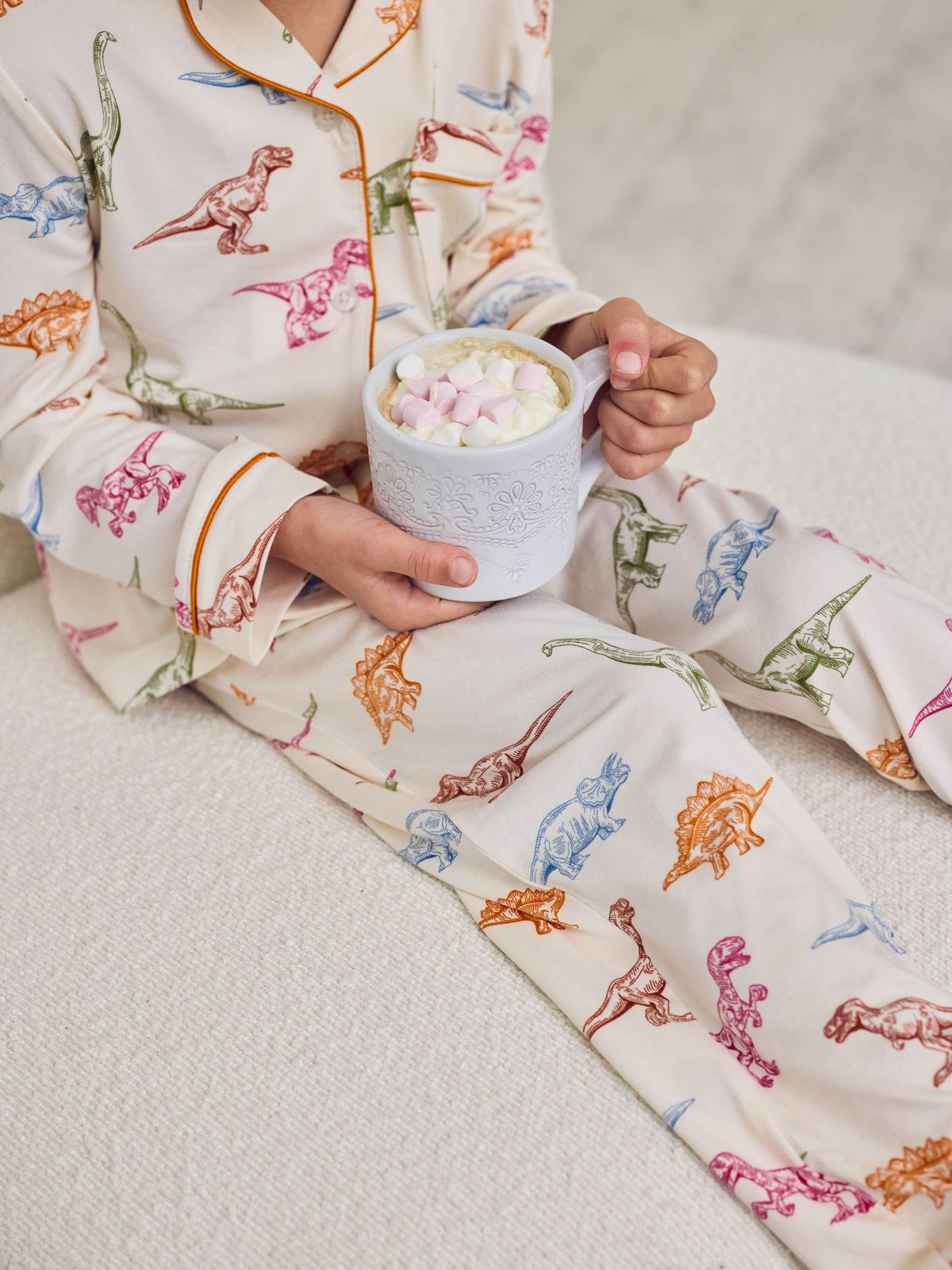 Chelsea Peers Natural Kids Dinosaur Print Button Up Long Pyjama Set - image 5
