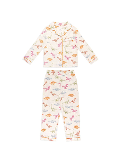 Chelsea Peers Natural Kids Dinosaur Print Button Up Long Pyjama Set - image 6
