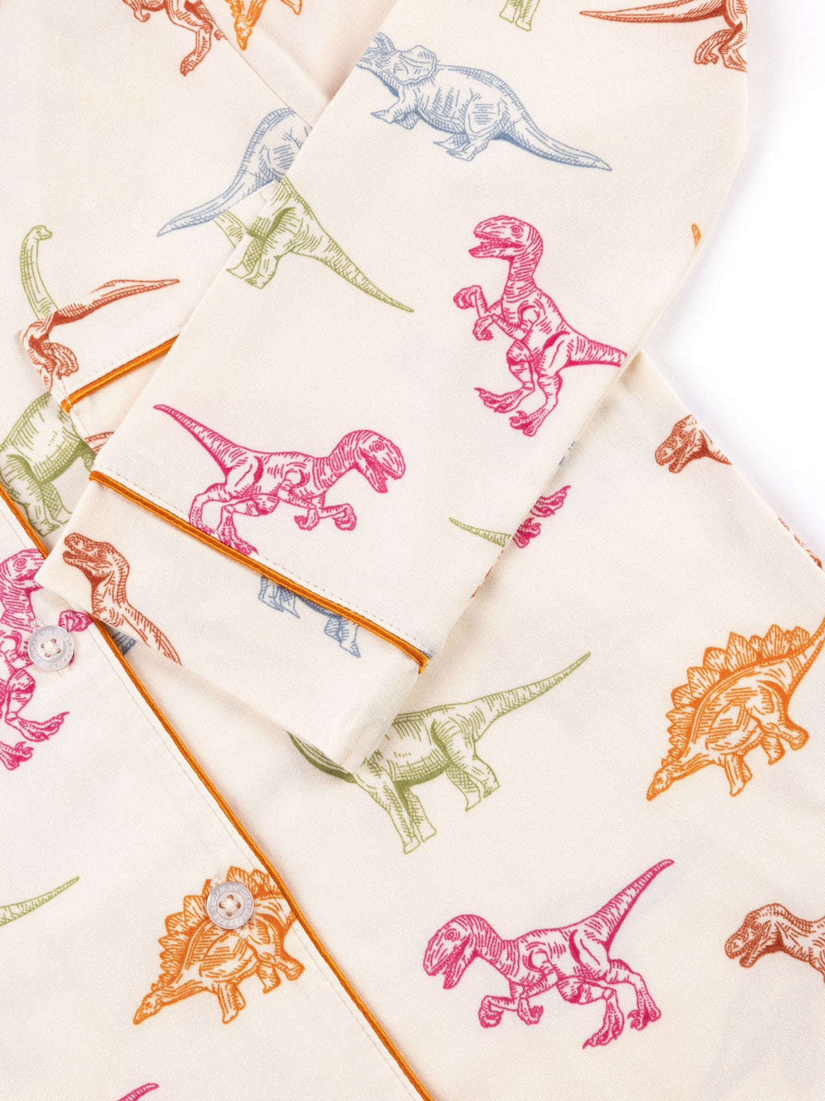 Chelsea Peers Natural Kids Dinosaur Print Button Up Long Pyjama Set - image 7