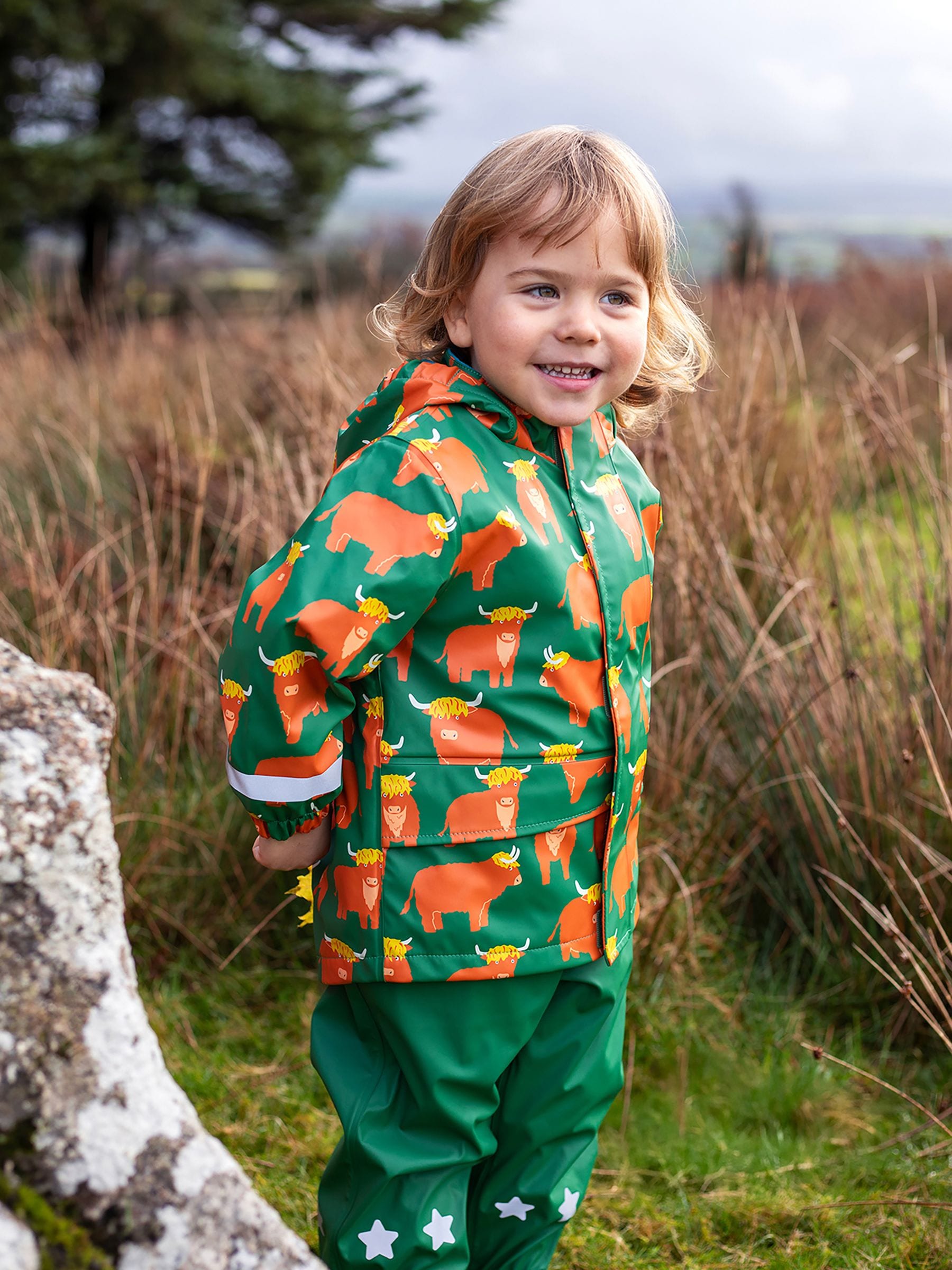 Dsiney Kidz - Frugi Green Waterproof Printed Puddle Buster Coat image 1