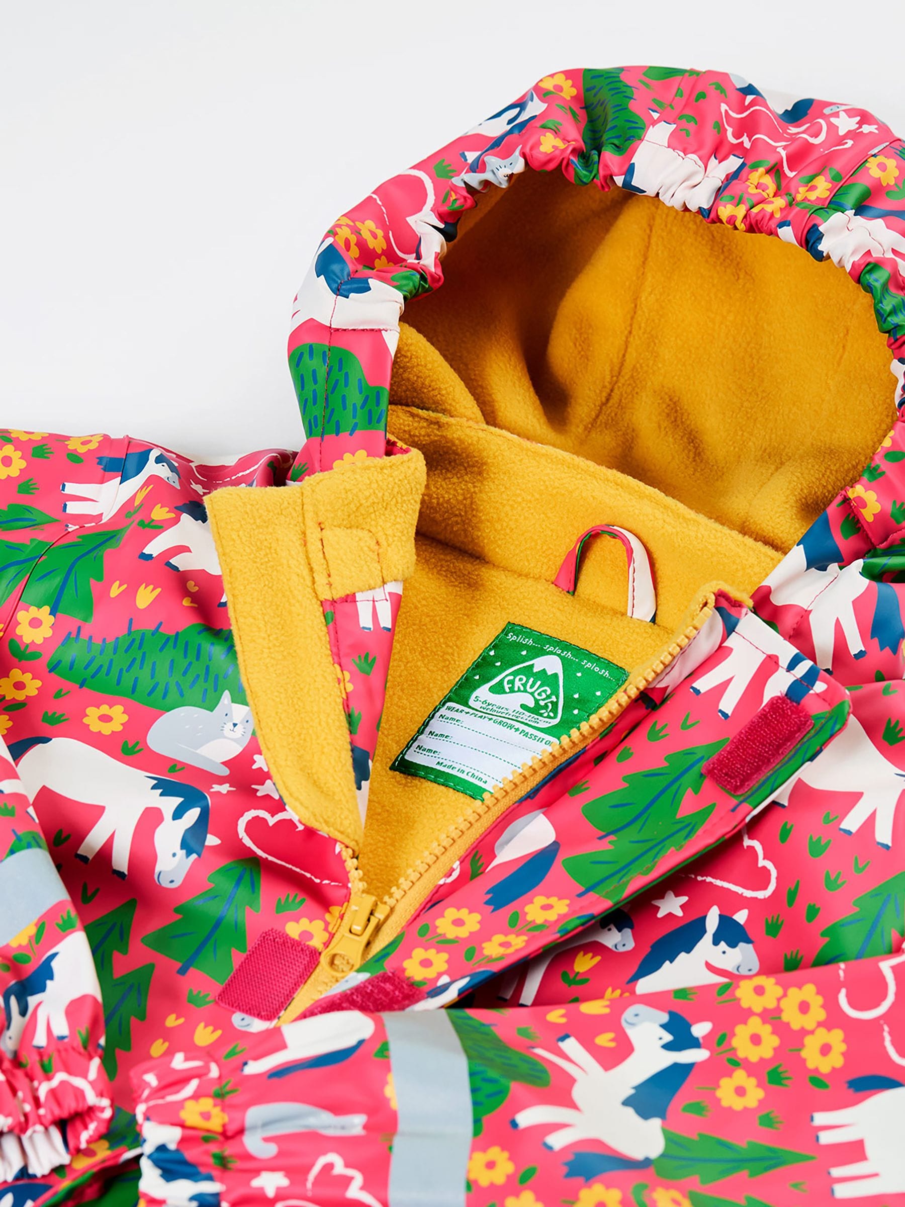 Dsiney Kidz - Frugi Pink Waterproof Printed Puddle Buster Coat image 6