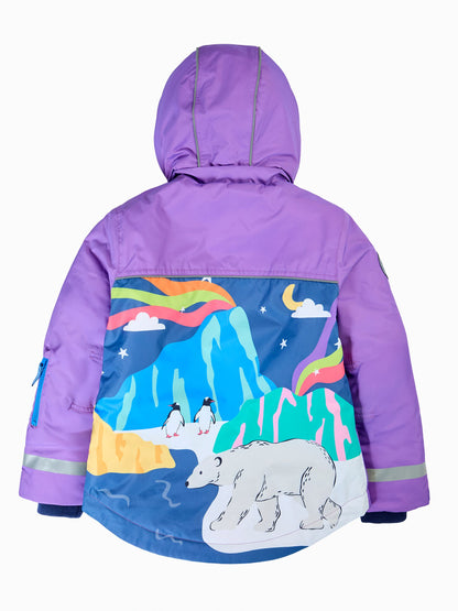 Dsiney Kidz - Frugi Purple Waterproof Snow and Ski Scene Coat image 2
