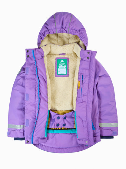 Dsiney Kidz - Frugi Purple Waterproof Snow and Ski Scene Coat image 3