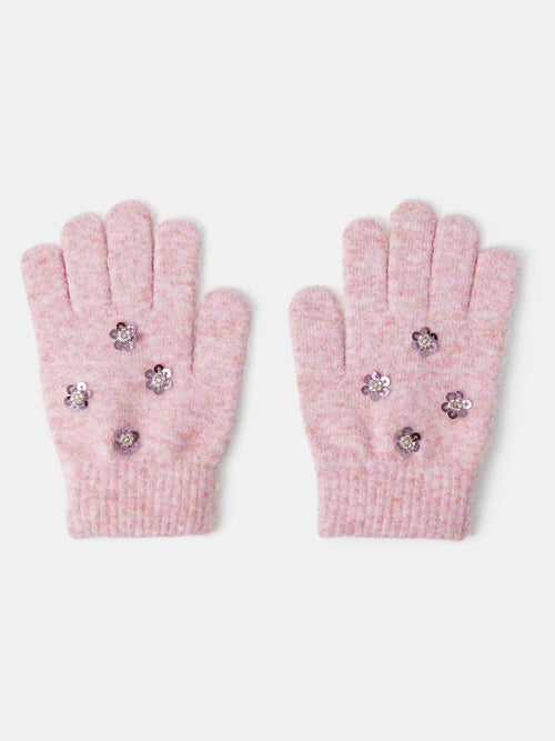 Angels By Accessorize Pink Floral Sequin Gloves - image 1