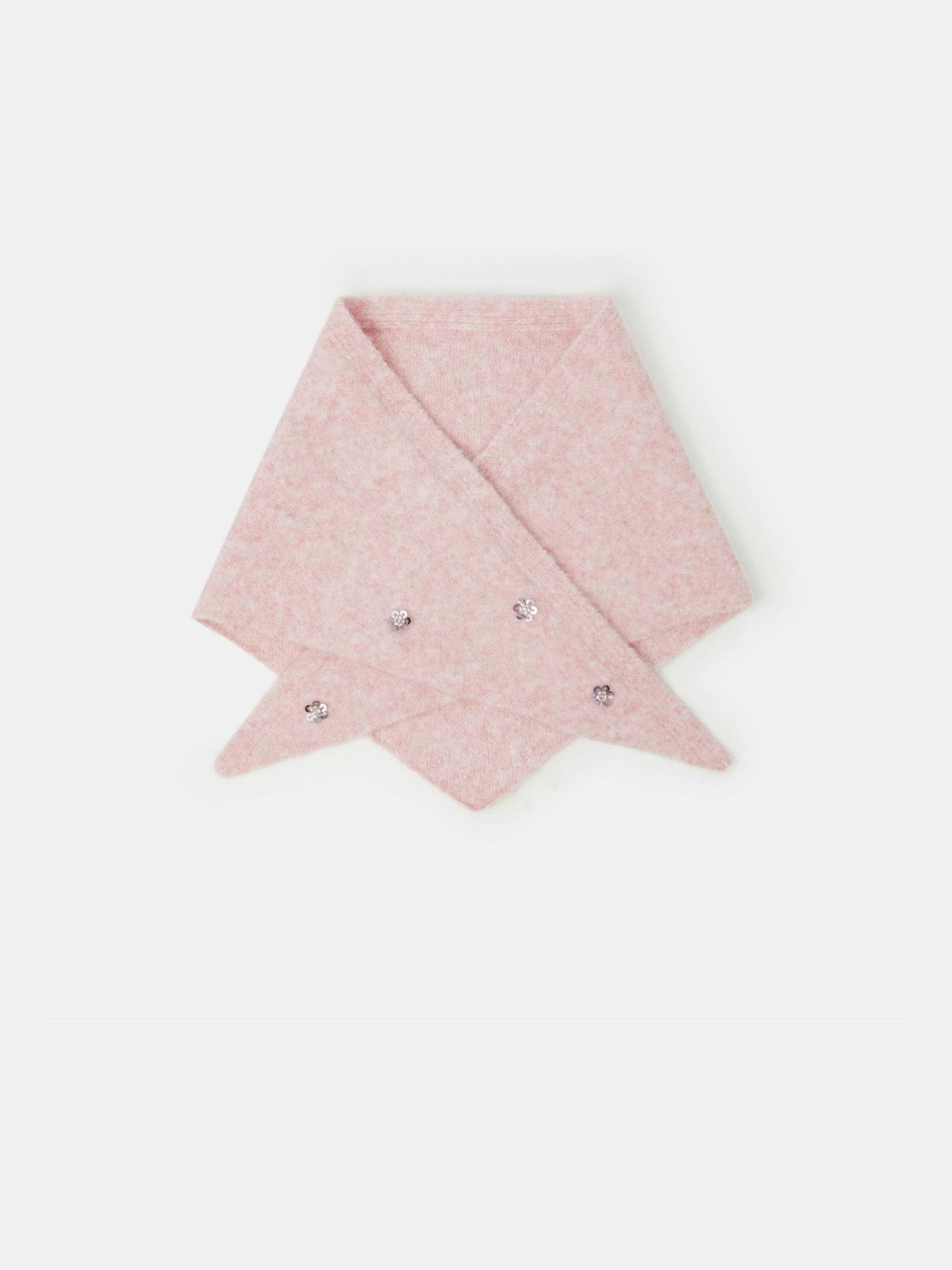 Angels By Accessorize Pink Sequin Flower Knitted Triangle Scarf - image 1