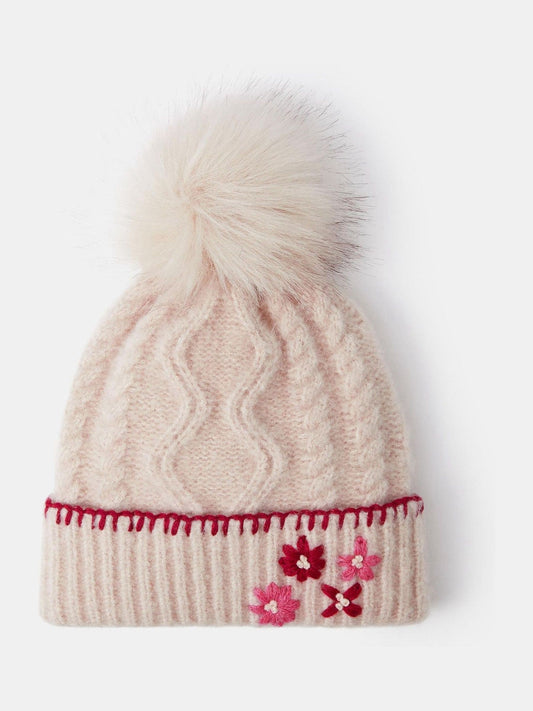 Angels By Accessorize Natural Flower Cable Knit Bobble Hat - image 1