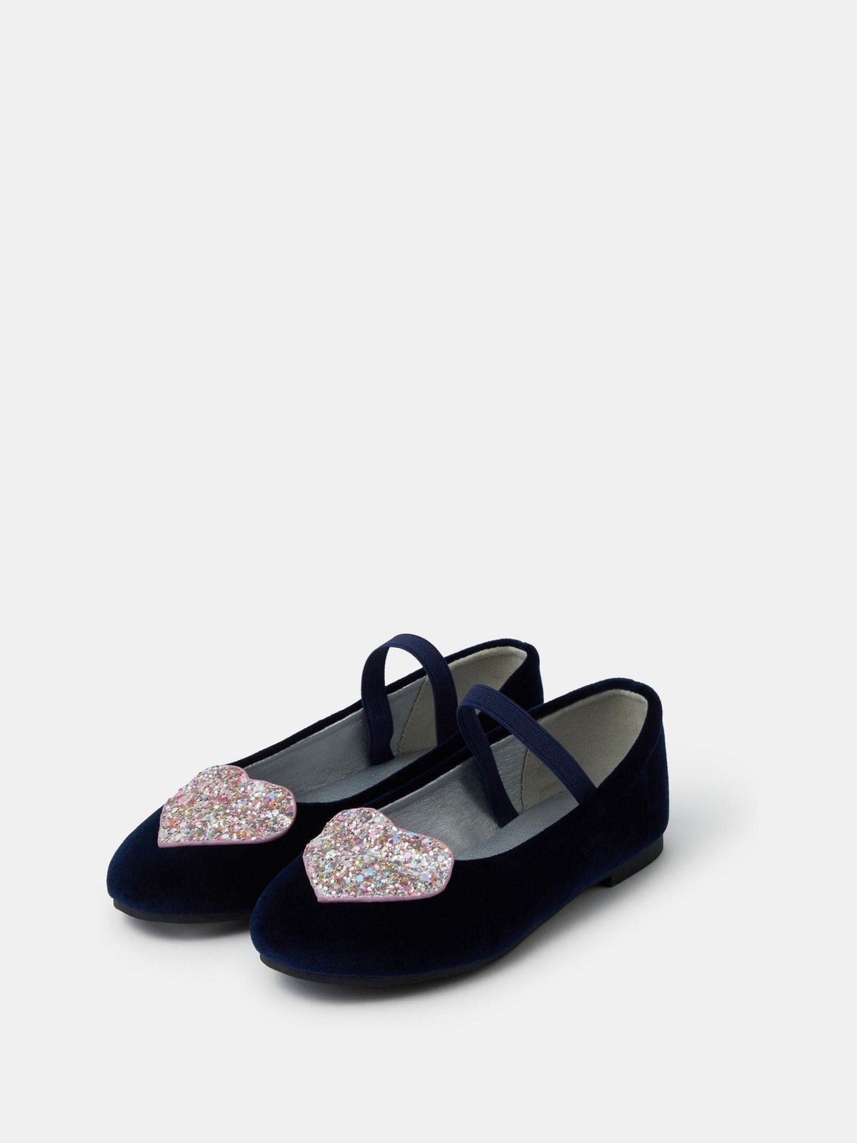 Angels By Accessorize Blue Glitter Heart Velvet Ballet Flats - image 1