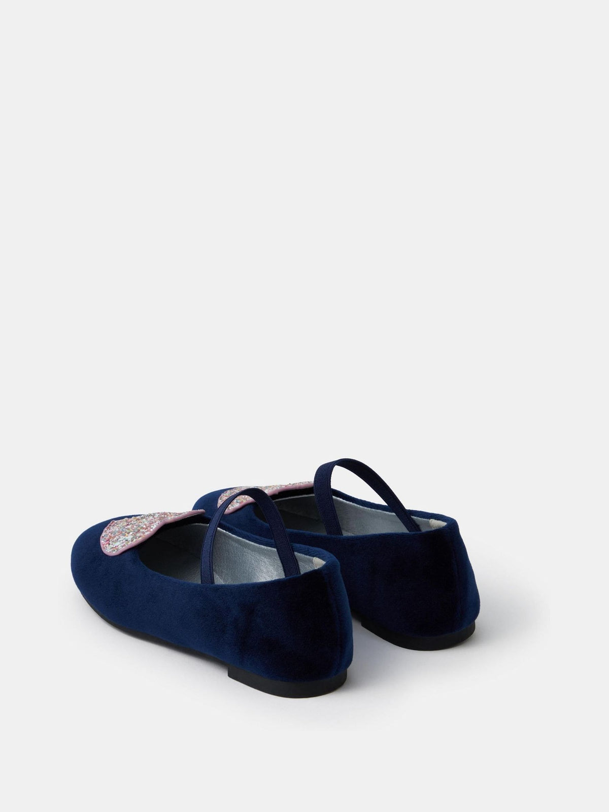 Angels By Accessorize Blue Glitter Heart Velvet Ballet Flats - image 2